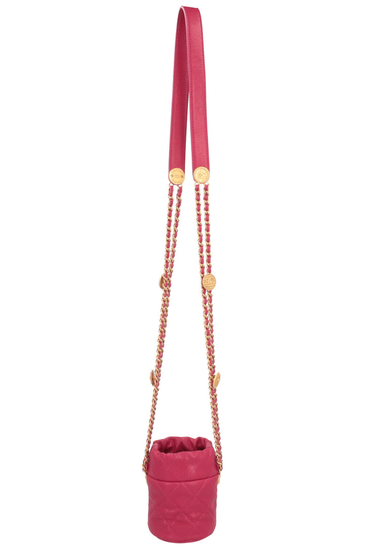 CHANEL Mini Bucket Drawstring Bag Pink