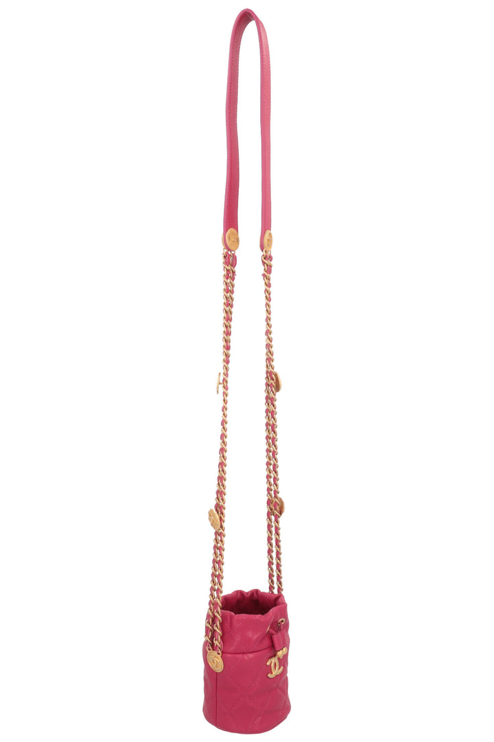 CHANEL Mini Bucket Drawstring Bag Pink