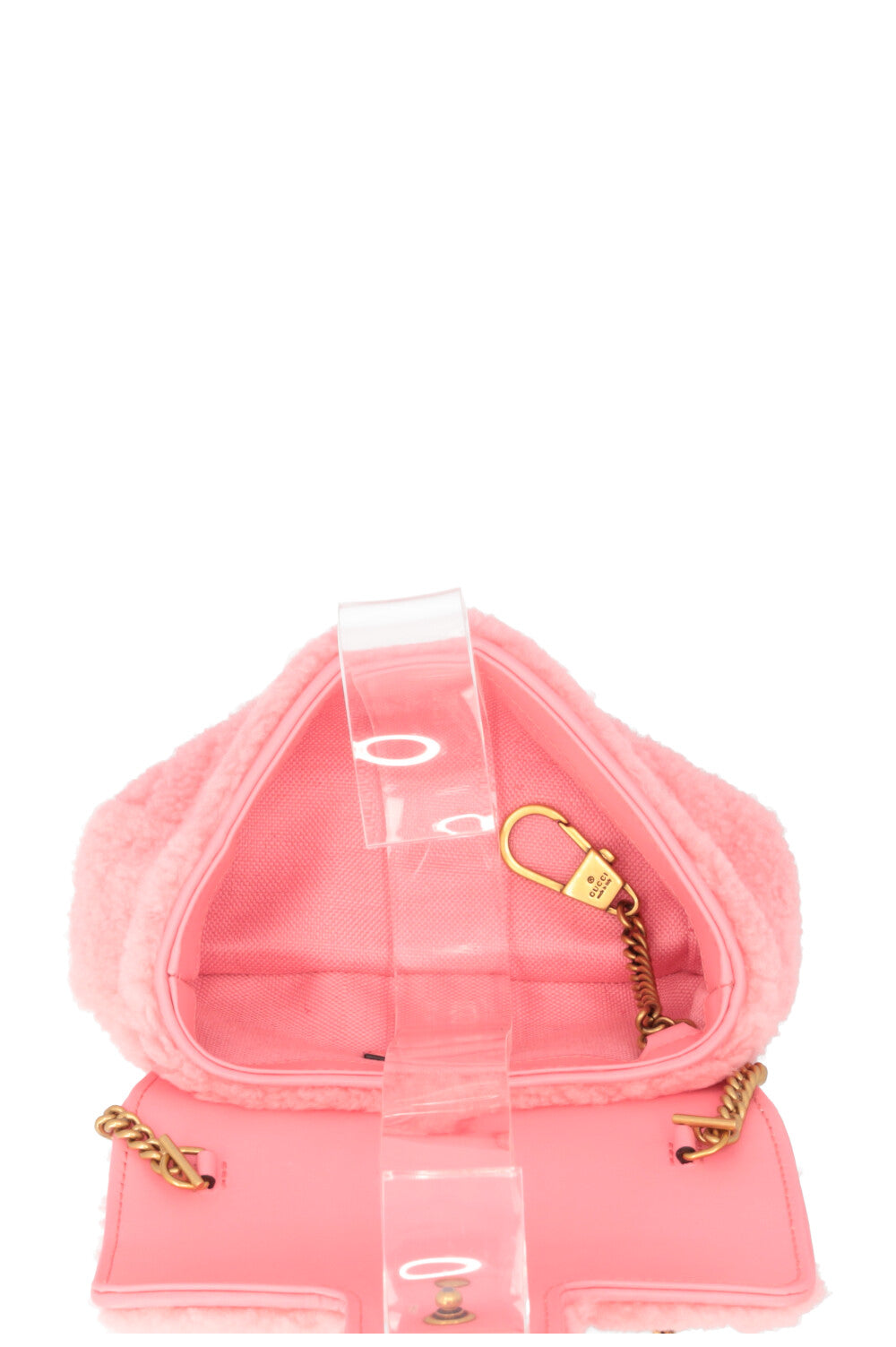 GUCCI Mini Marmont Shearling Crossbody Bag Pink