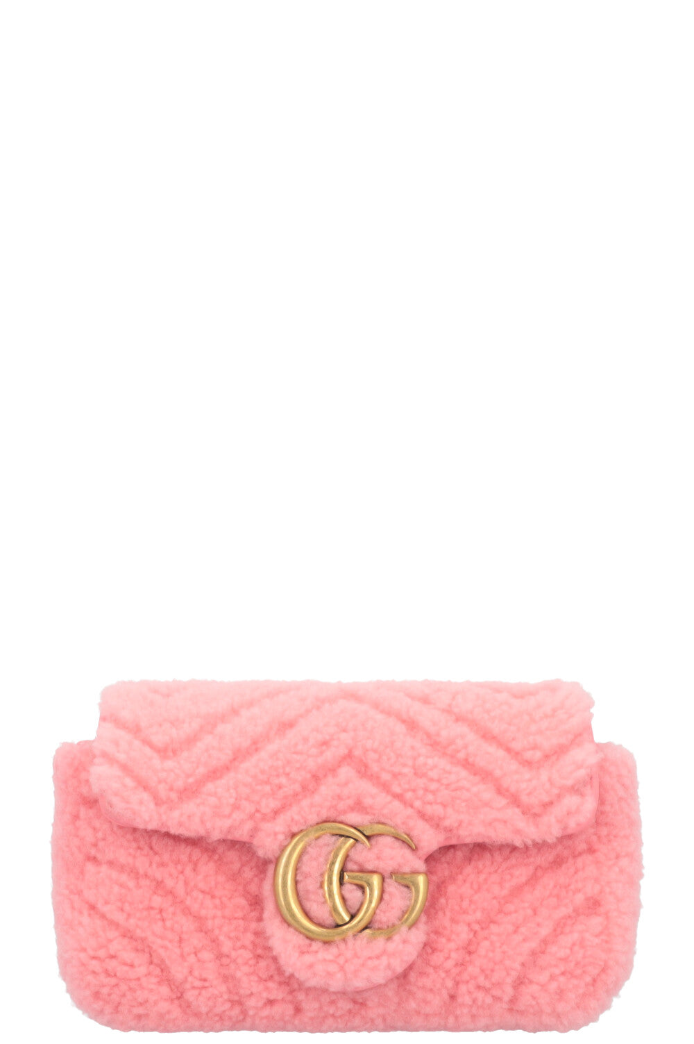GUCCI Mini Marmont Shearling Crossbody Bag Pink