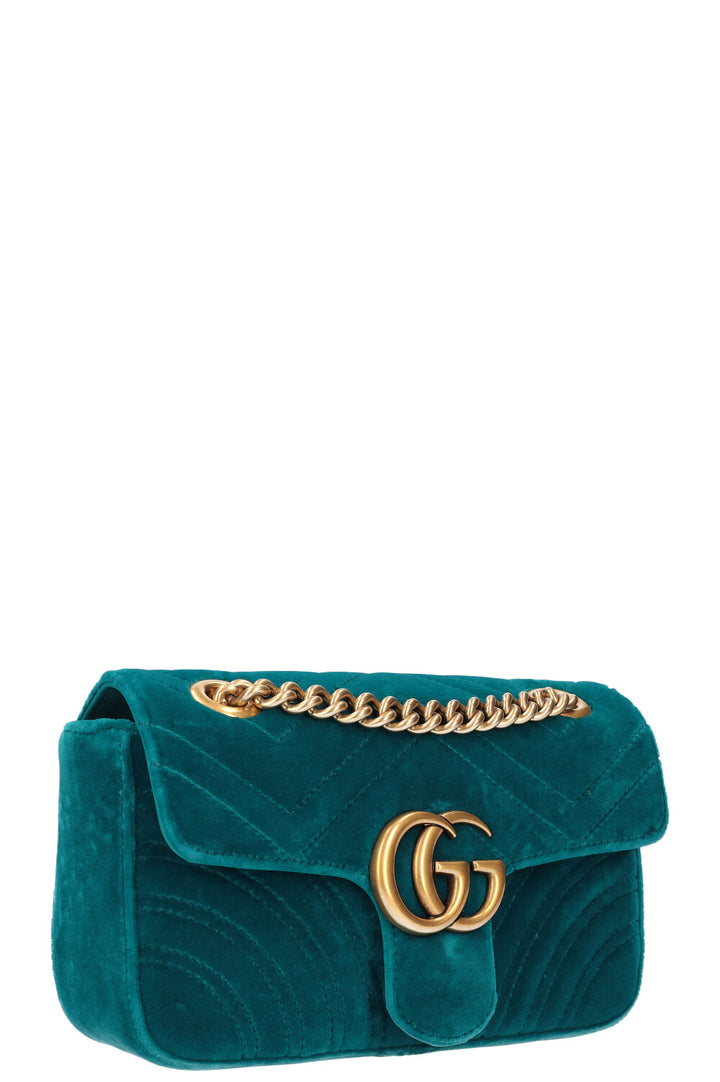 GUCCI Mini Marmont Bag Velvet Petrol