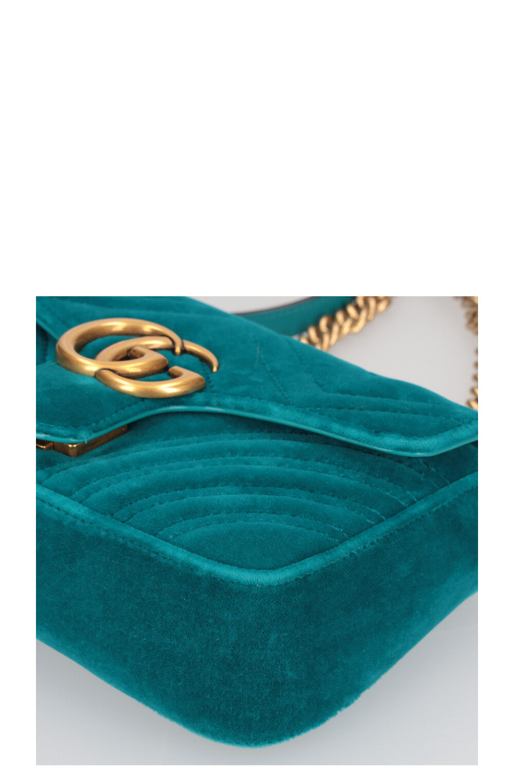 GUCCI Mini Marmont Bag Velvet Petrol