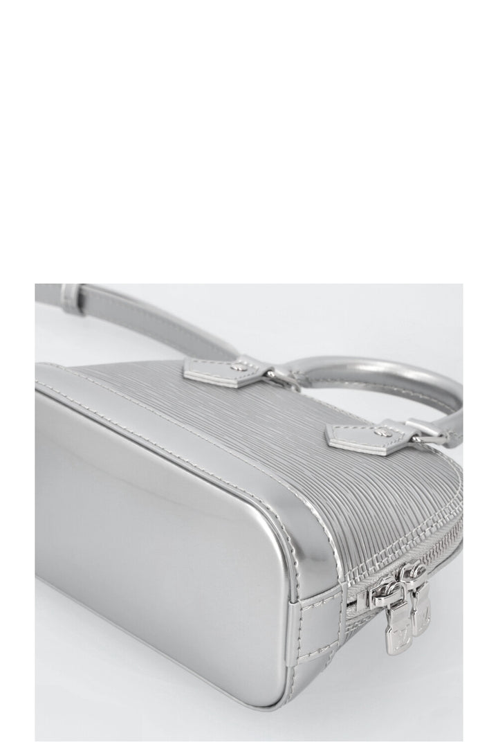 LOUIS VUITTON Nano Alma Bag Epi Leather Silver