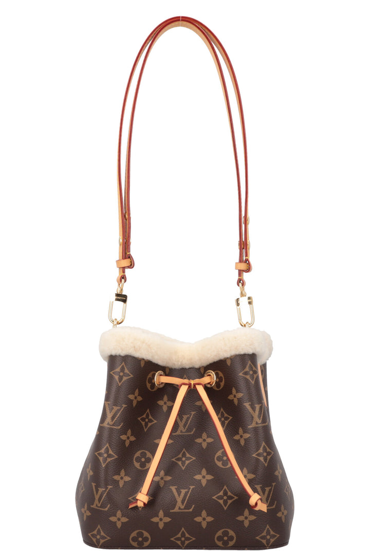 LOUIS VUITTON BB Neonoe Shearling Bucket Bag Cozygram Canvas