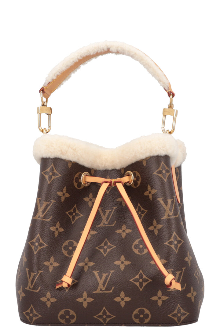 LOUIS VUITTON BB Neonoe Shearling Bucket Bag Cozygram Canvas