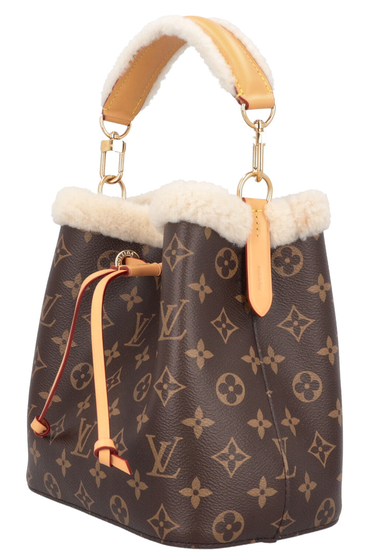 LOUIS VUITTON BB Neonoe Shearling Bucket Bag Cozygram Canvas