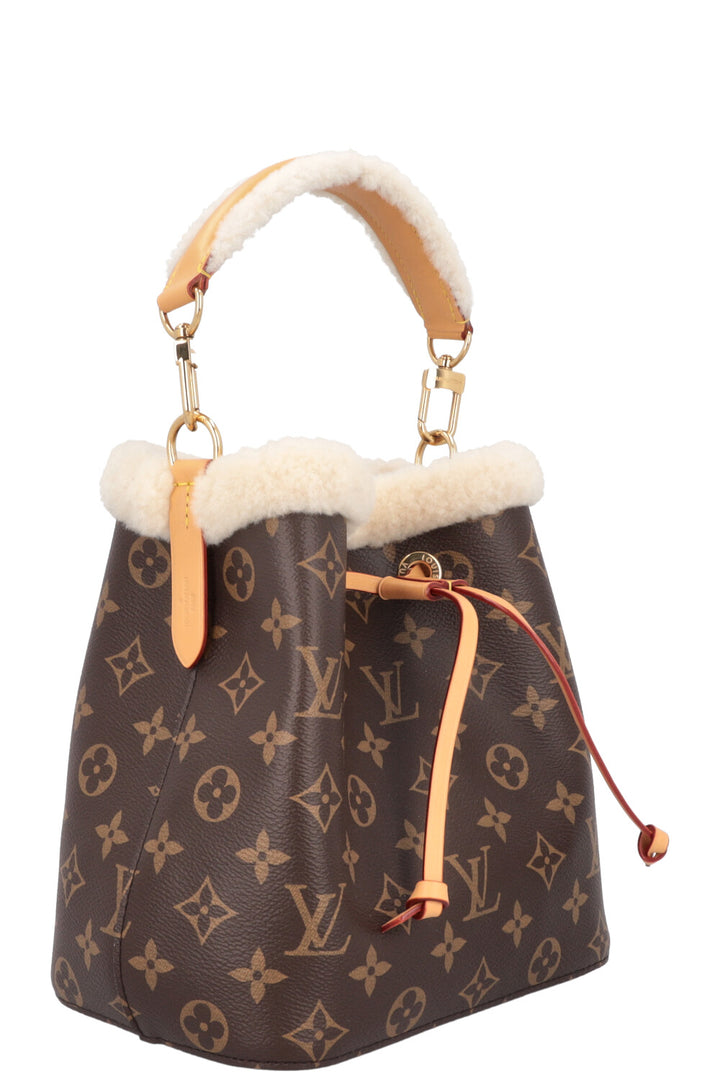 LOUIS VUITTON BB Neonoe Shearling Bucket Bag Cozygram Canvas
