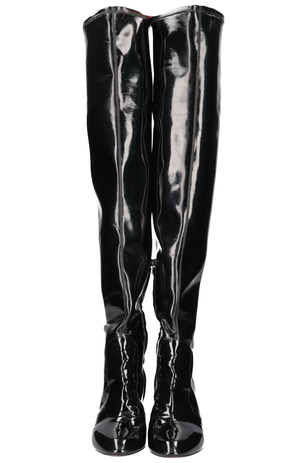 LOUIS VUITTON 2017 Patent Leather Over Knee Boots Black