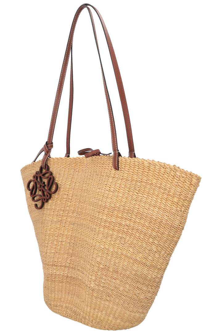 LOEWE Sac panier moyen en raphia Beige