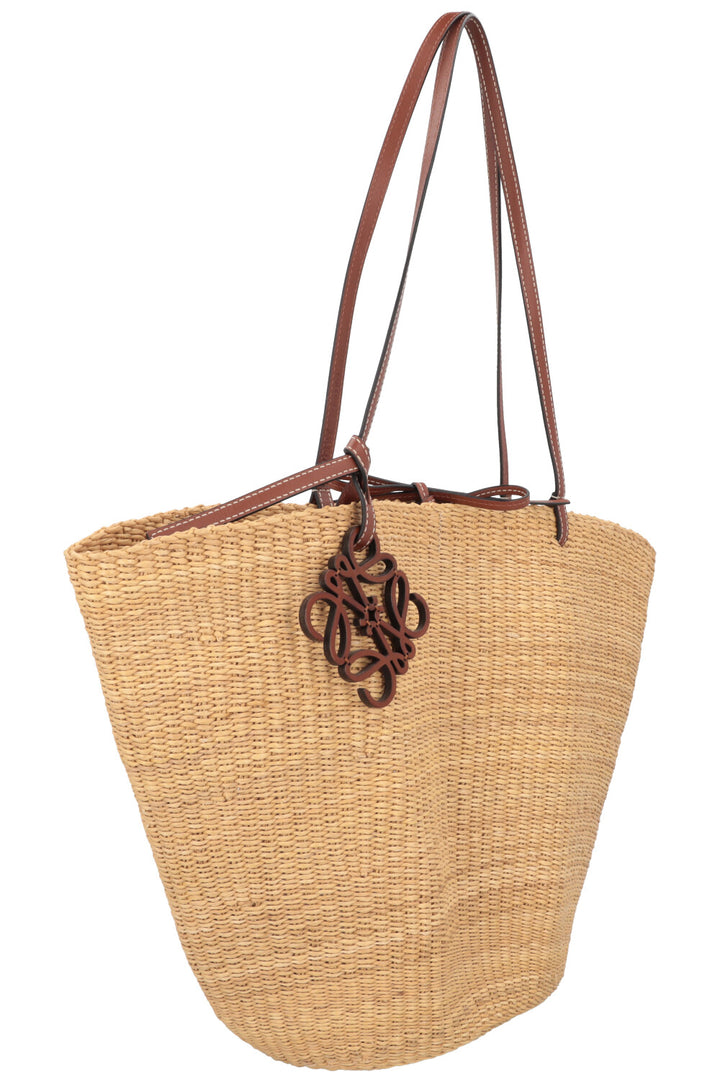 LOEWE Sac panier moyen en raphia Beige