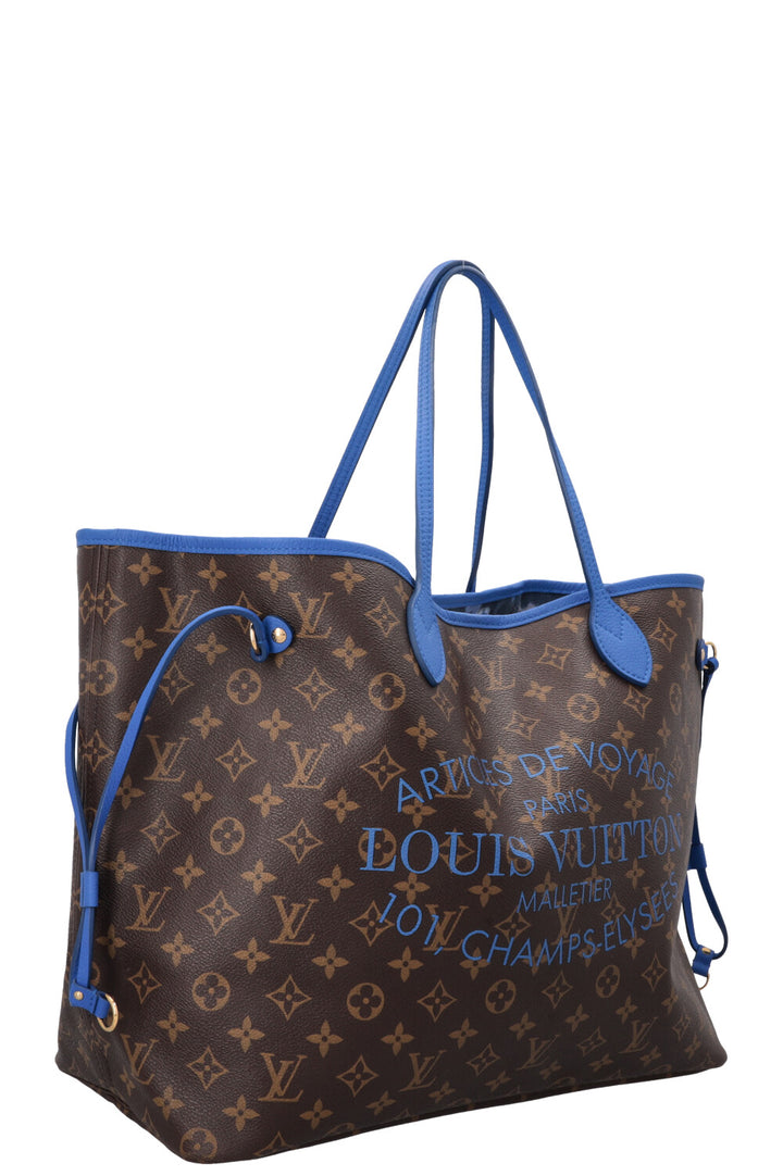 LOUIS VUITTON Neverfull GM Tote Bag Ikat Blue MNG Canvas