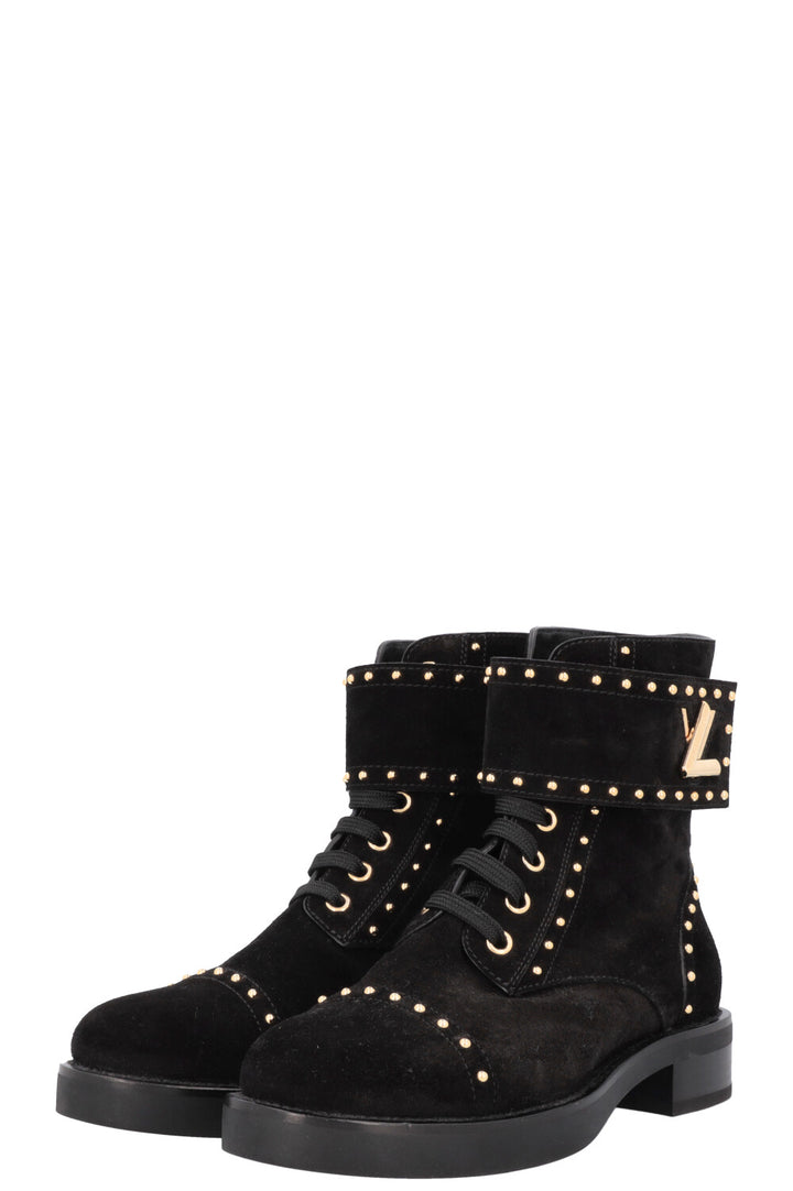 LOUIS VUITTON Studded Wonderland Boots Suede Black