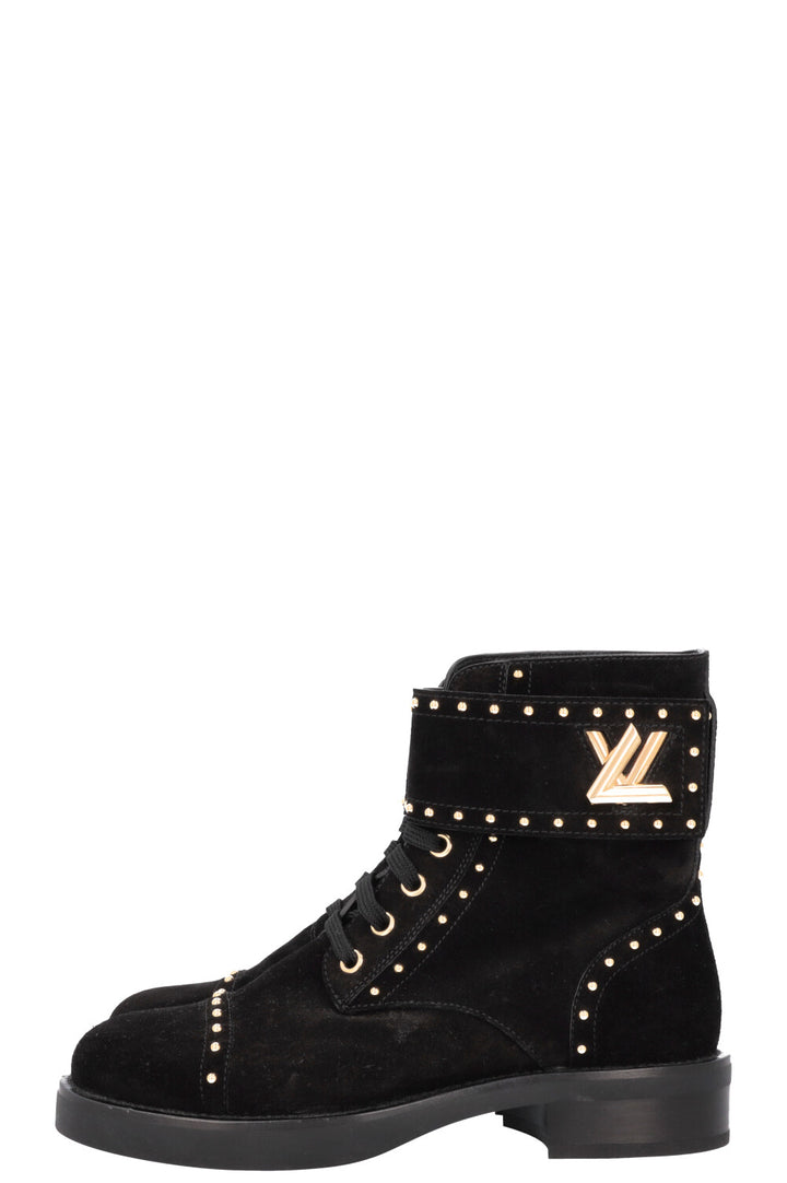 LOUIS VUITTON Studded Wonderland Boots Suede Black
