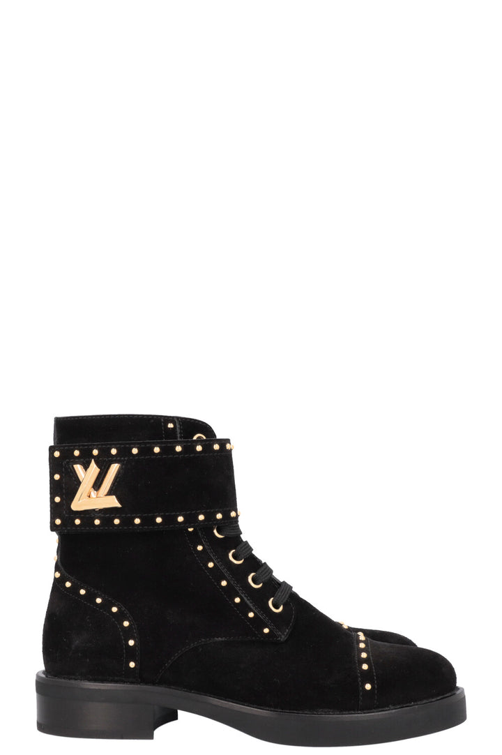 LOUIS VUITTON Studded Wonderland Boots Suede Black