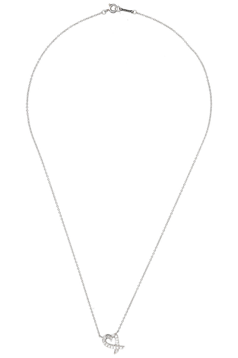 TIFFANY&CO Loving Heart Necklace Diamonds Platin