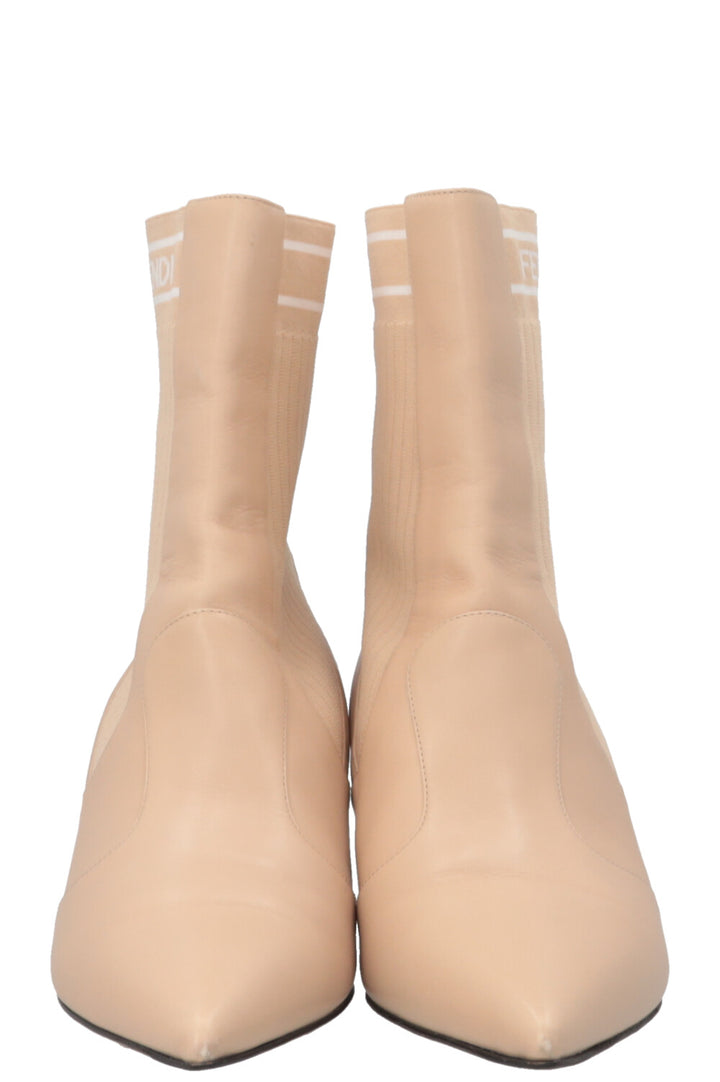 FENDI Sock Boots Leather Beige