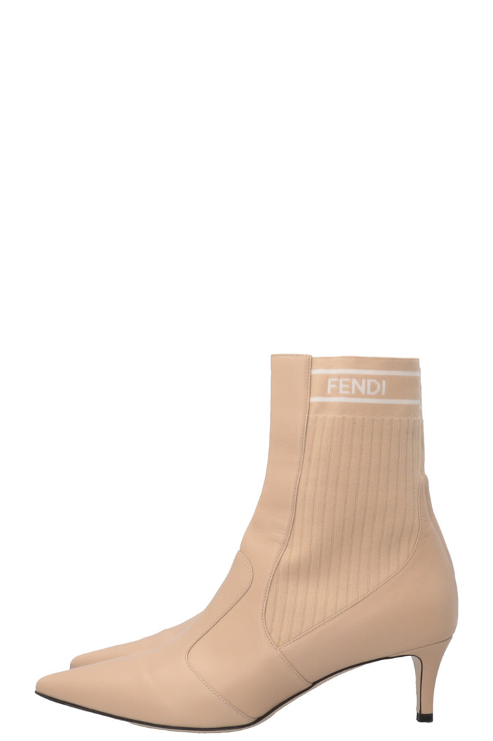 FENDI Sock Boots Leather Beige