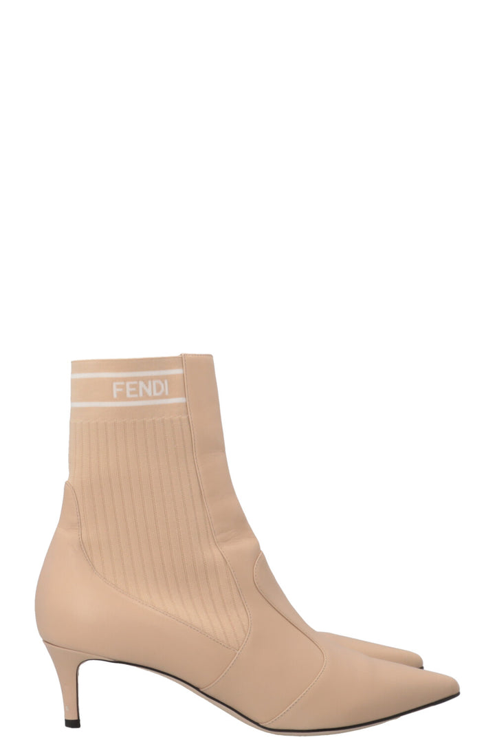 FENDI Sock Boots Leather Beige