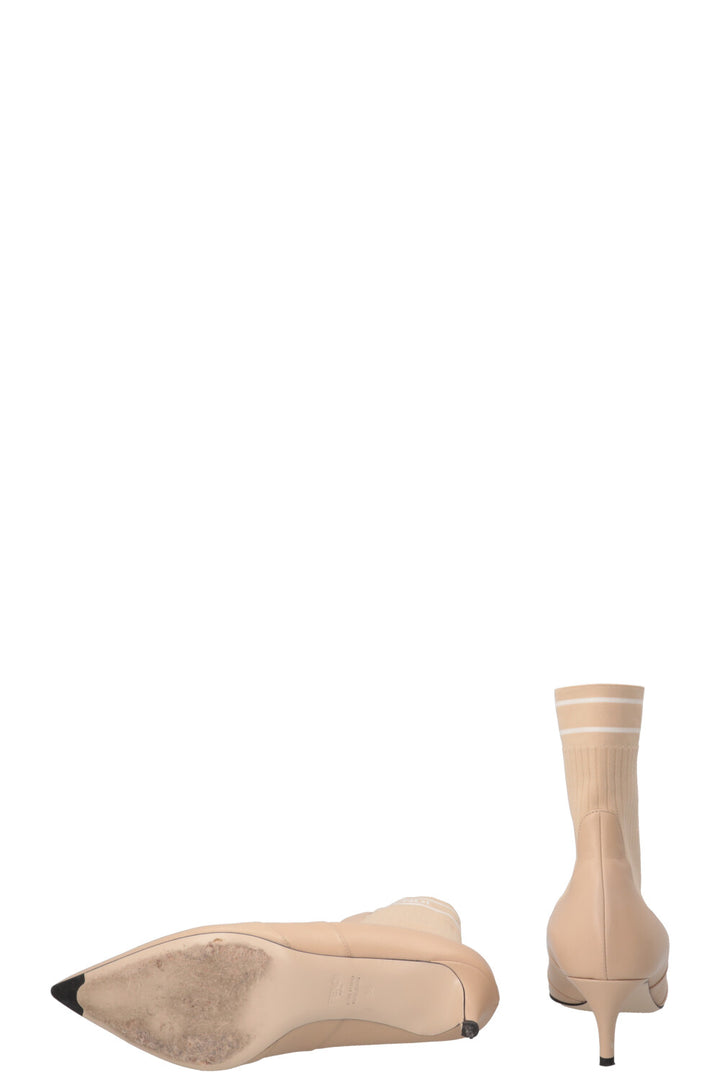 FENDI Sock Boots Leather Beige