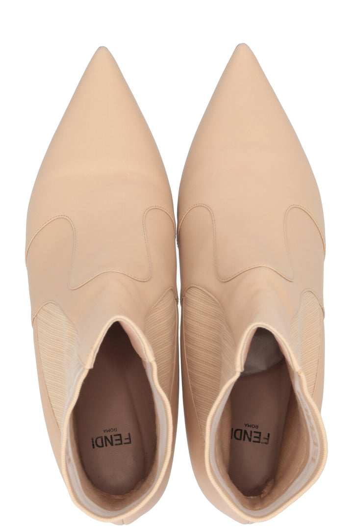 FENDI Sock Boots Leather Beige