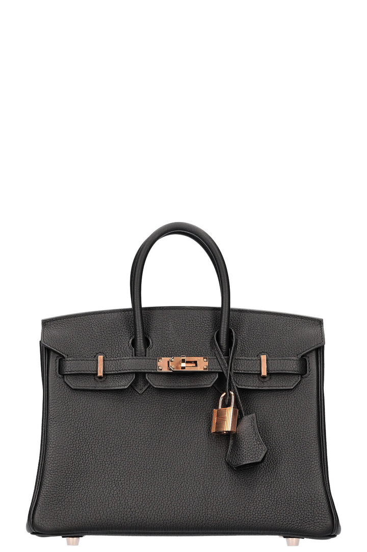 HERMÈS Birkin 25 Togo Black with Rose Gold Hardware 