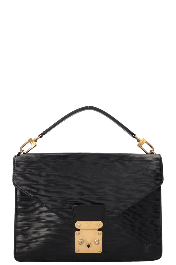 LOUIS VUITTON Monceau Top Handle Bag Epi Leather Black