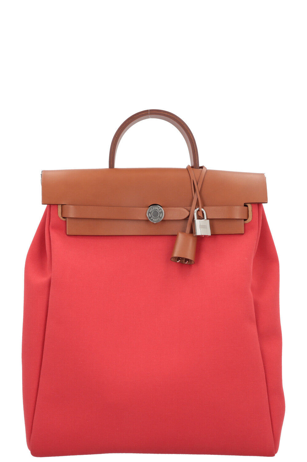 HERMÈS HerBag Zip 31 Backpack Leather Red Brown