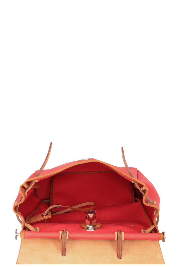 HERMÈS HerBag Zip 31 Backpack Leather Red Brown