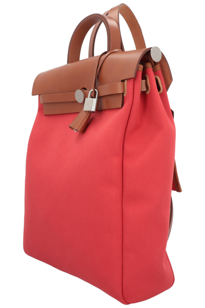 HERMÈS HerBag Zip 31 Backpack Leather Red Brown
