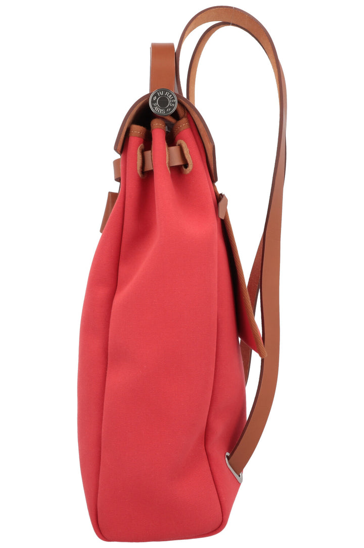 HERMÈS HerBag Zip 31 Backpack Leather Red Brown