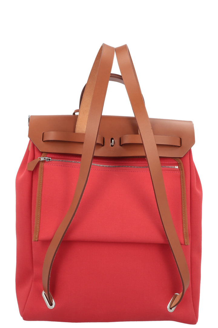 HERMÈS HerBag Zip 31 Backpack Leather Red Brown