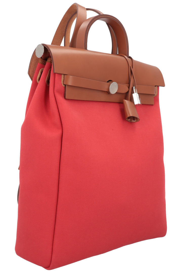 HERMÈS HerBag Zip 31 Backpack Leather Red Brown