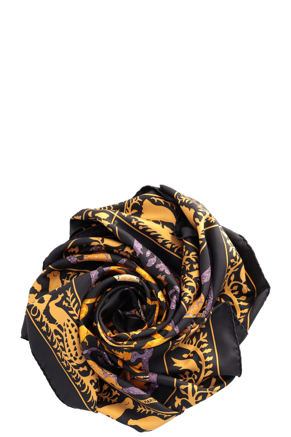 HERMÈS Early America Carré 90 Silk Black Gold