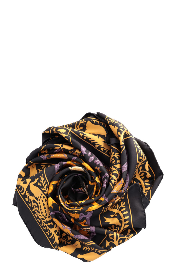 HERMÈS Early America Carré 90 Silk Black Gold