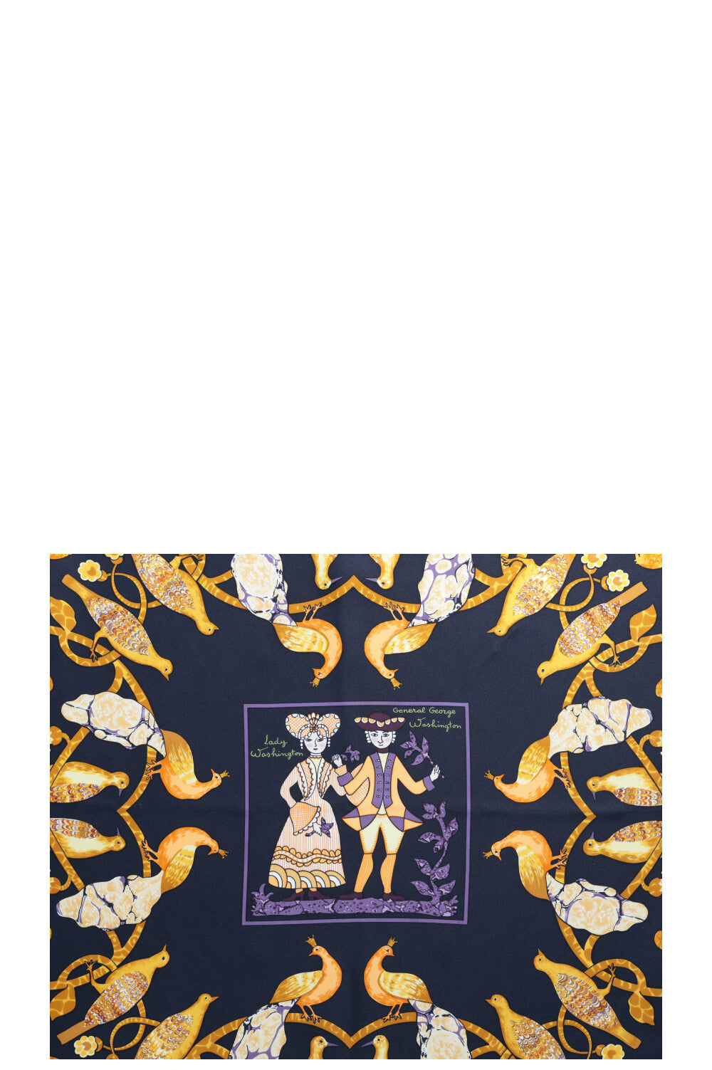 HERMÈS Early America Carré 90 Silk Black Gold