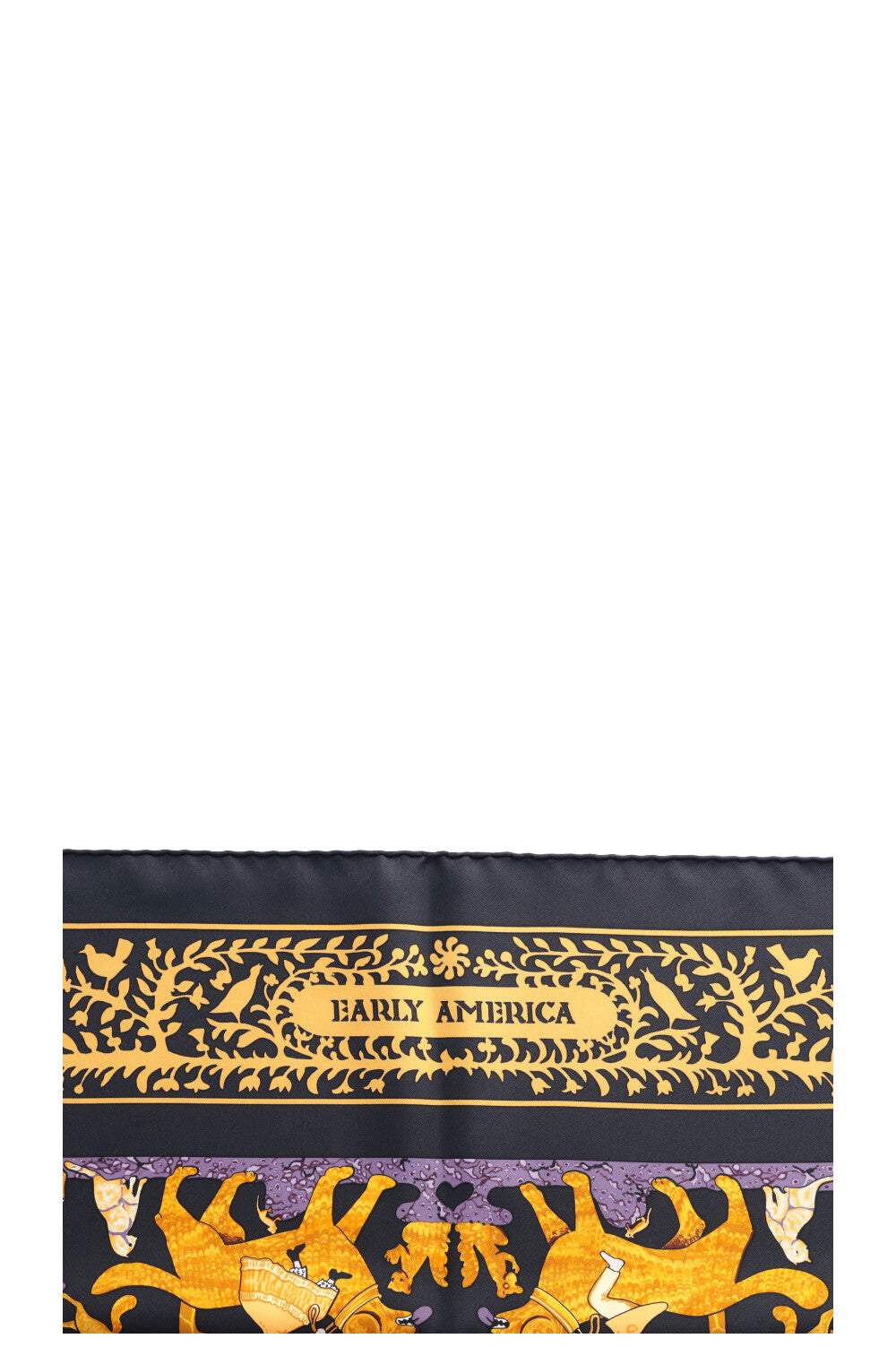 HERMÈS Early America Carré 90 Silk Black Gold