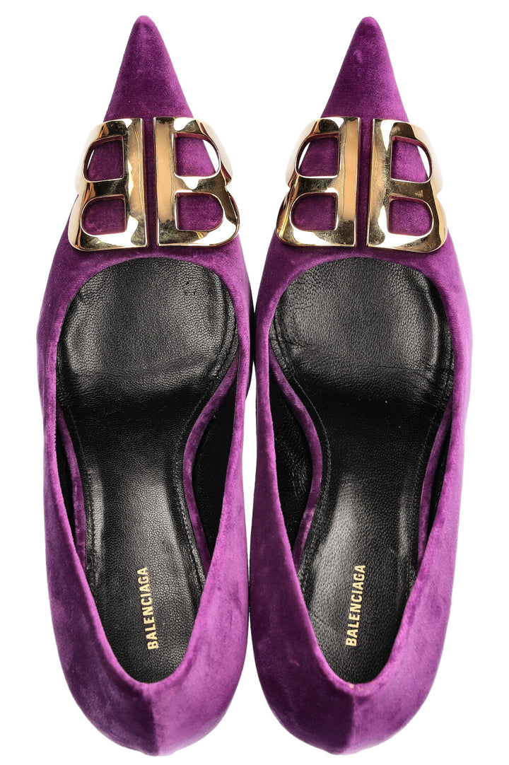 BALENCIAGA Knife Heels Velvet Purple