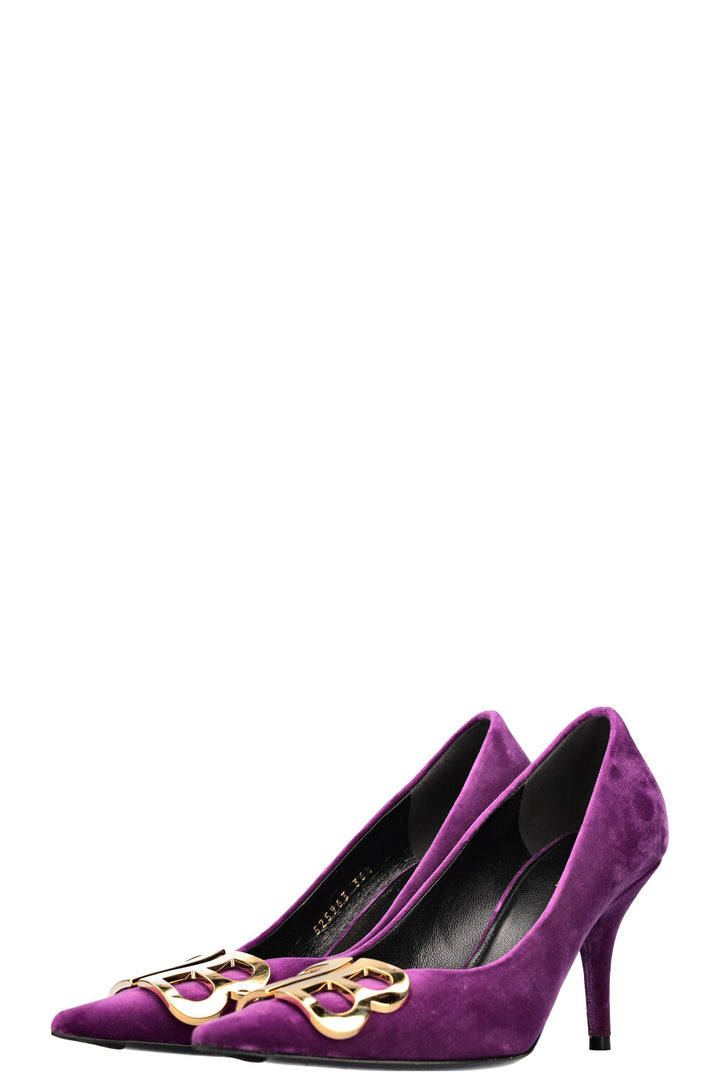 BALENCIAGA Knife Heels Velvet Purple