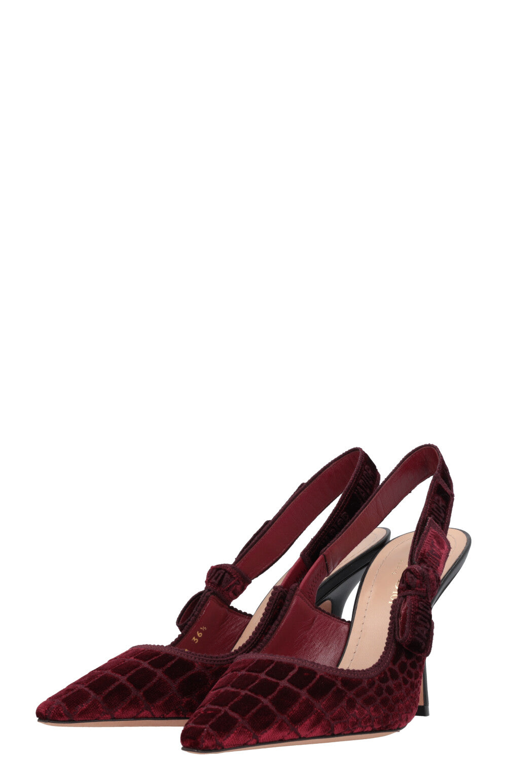 CHRISTIAN DIOR J'Adior Slingback Heels Velvet Bordeaux