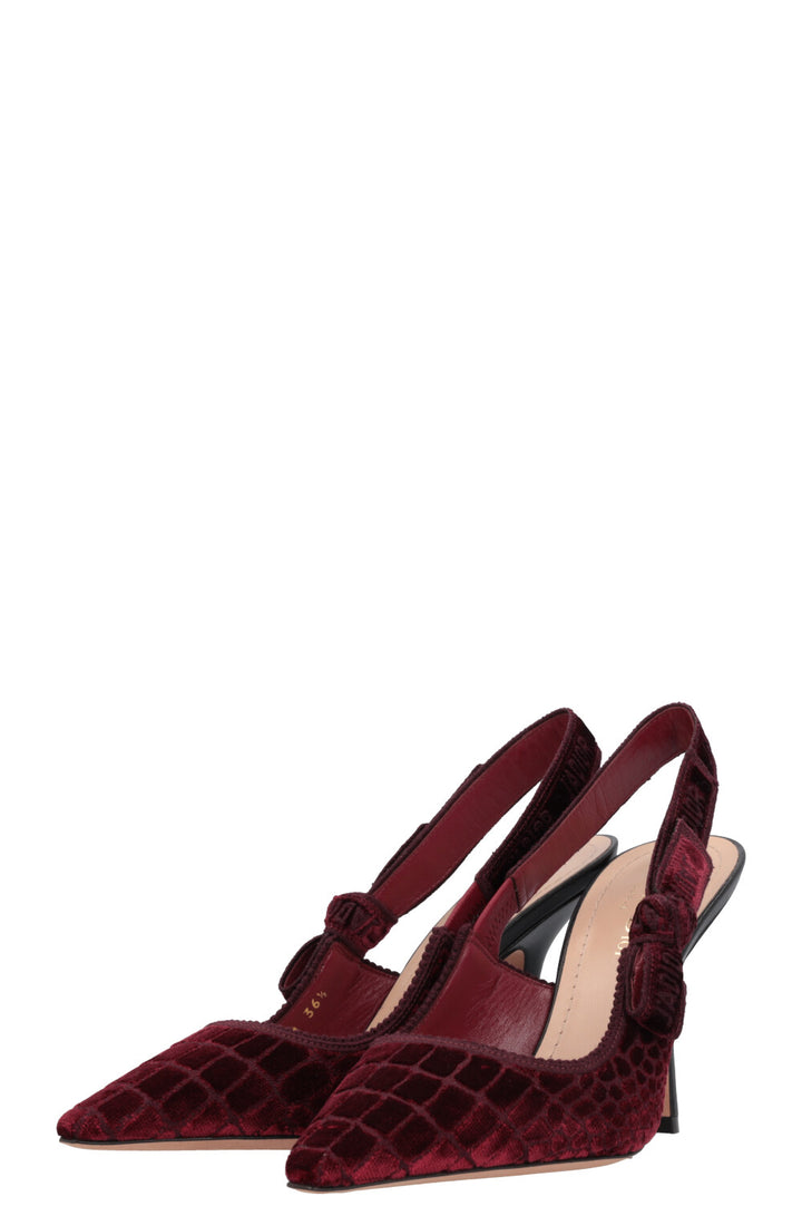 CHRISTIAN DIOR J'Adior Slingback Heels Velvet Bordeaux
