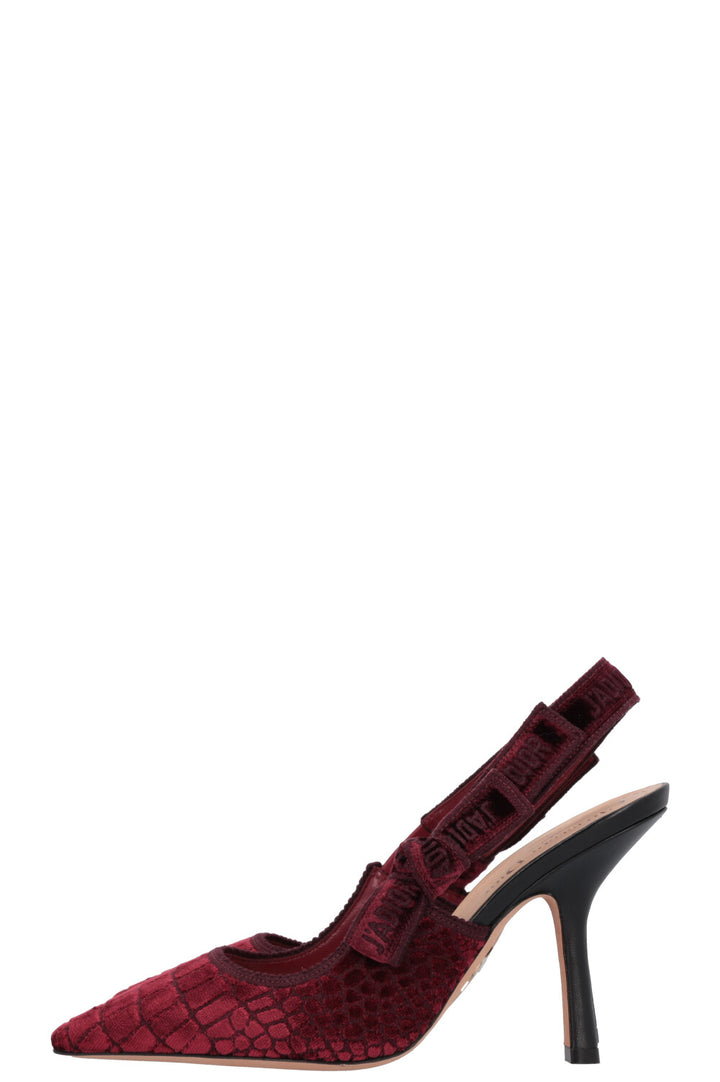 CHRISTIAN DIOR J'Adior Slingback Heels Velvet Bordeaux
