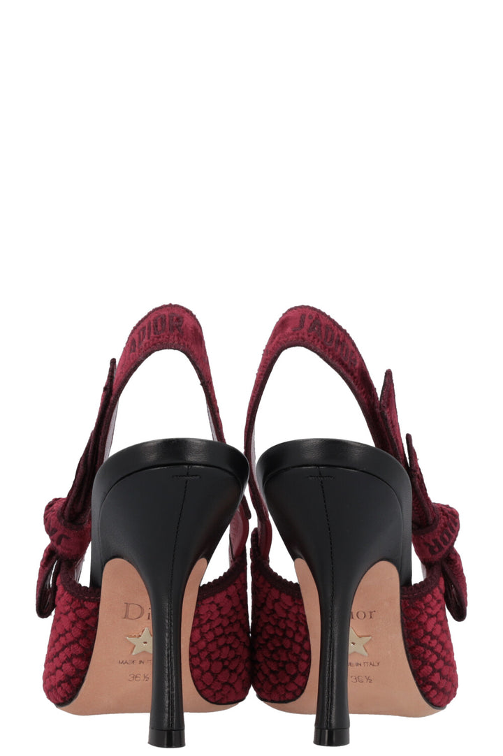 CHRISTIAN DIOR J'Adior Slingback Heels Velvet Bordeaux