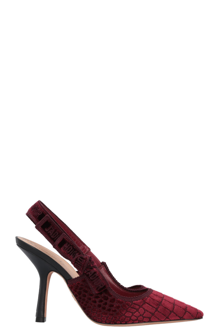 CHRISTIAN DIOR J'Adior Slingback Heels Velvet Bordeaux