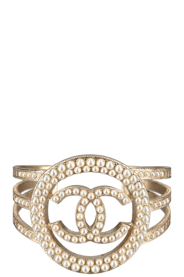 CHANEL CC Cuff Faux Pearls