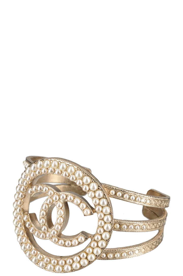 CHANEL CC Cuff Faux Pearls