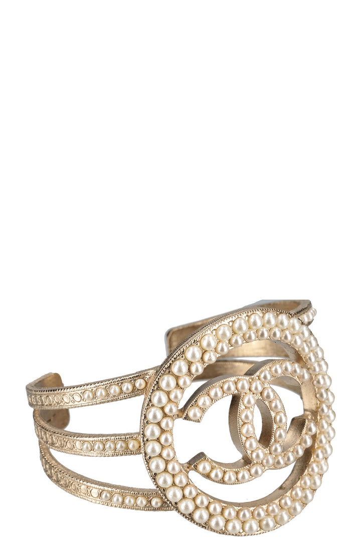 CHANEL CC Cuff Faux Pearls