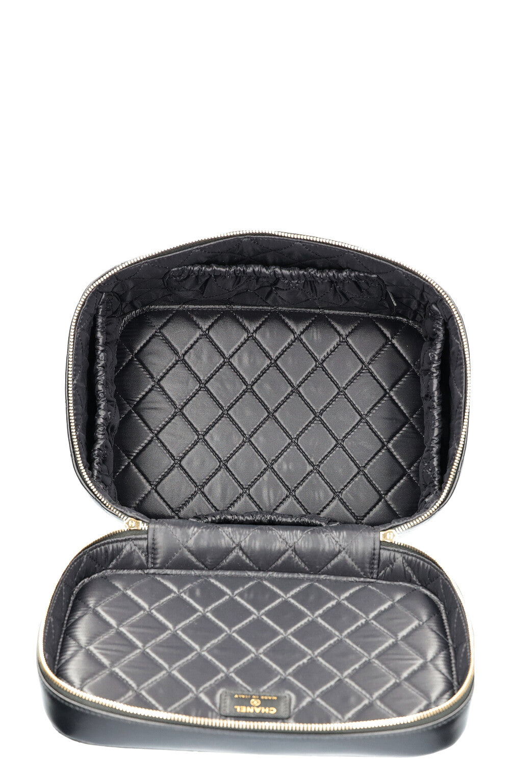 CHANEL Medium Beauty Case Quilted Lampskin Black