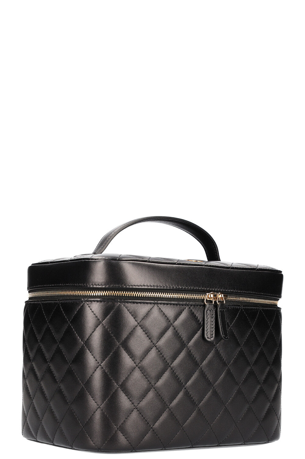 CHANEL Medium Beauty Case Quilted Lampskin Black