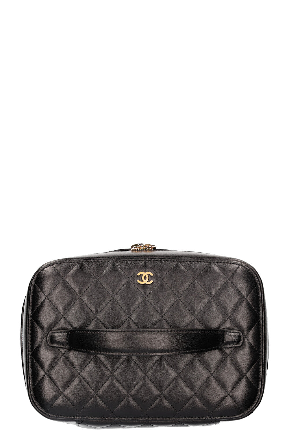 CHANEL Medium Beauty Case Quilted Lampskin Black