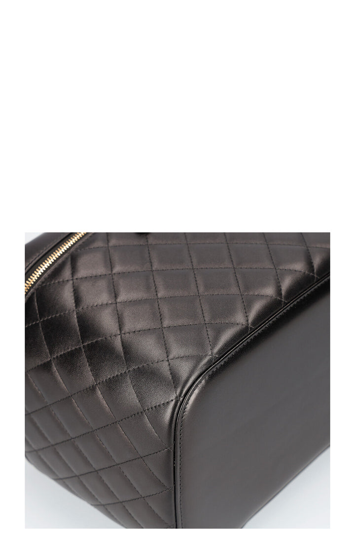 CHANEL Medium Beauty Case Quilted Lampskin Black